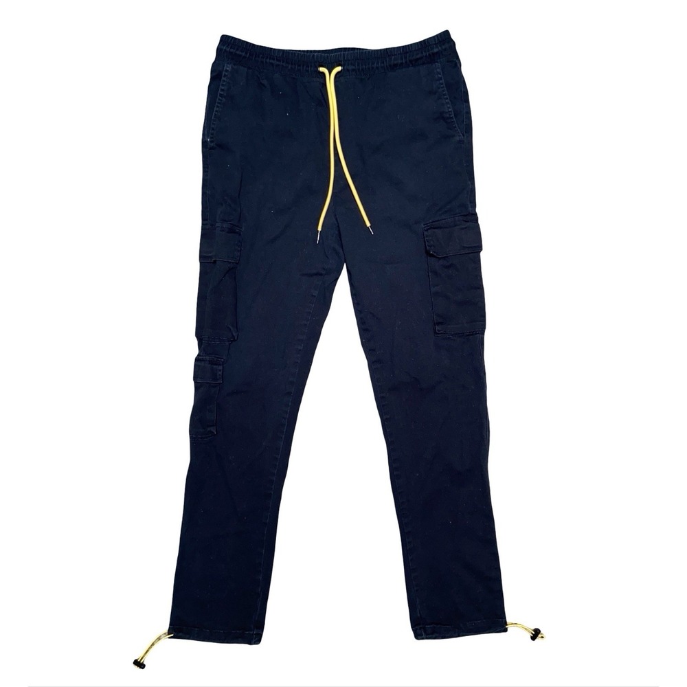 Young & Reckless Cargo Jogger Pants Men's Medium Black Utility Drawstring